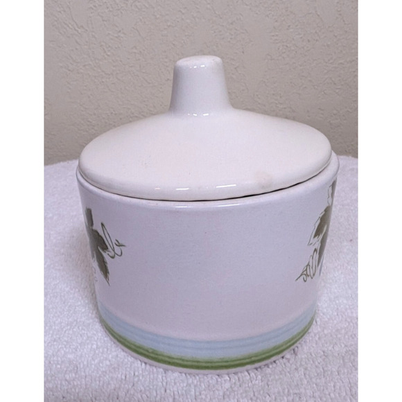 Harmony House, Blue Grapes, Ironstone, Mid Century Modern, Covered Sugar Bowl - Picture 2 of 8
